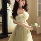 Hazy Green Prom Gown , Puffy Tulle Corset Maxi Evening Dress RS1537