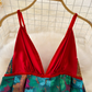 Classical Aesthetics Floral V-neck Large Backless Suspender Dress Seaside Holiday Beach Dress R0385