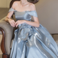 Elegant Blue Prom Gown , Silky Satin Bodycon Maxi Evening Dress RS1539