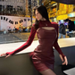 Sexy hot girl PU leather suspender dress 2025 sweet and spicy design chic suit skirt R1245
