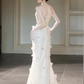 Elegant White Prom Gown , 3D Floral Tulle Corset Maxi Evening Dress RS1541