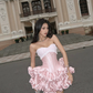 Cute Pearl Pink A-Line Strapless Mini Women Dress with Lavered Fold Homecoming Dress Birthday Dress RS133