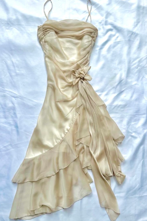 Pastel Yellow Flowy Homecoming Dress , Silky Chiffon Corset Short Prom Dress Summer Dress RS1551