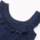 2025 Summer New Black Polka Dot Ruffled Small Flying Sleeve Midi Dress R0962
