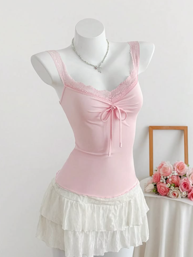 Dreamy Pink Homecoming Dress , Flowy Chiffon Frilled Corset Short Prom Dress Summer Dress RS1562