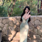 Seaside holiday style sexy backless suspender dress royal sister socialite high-end wear sequin dress R0482