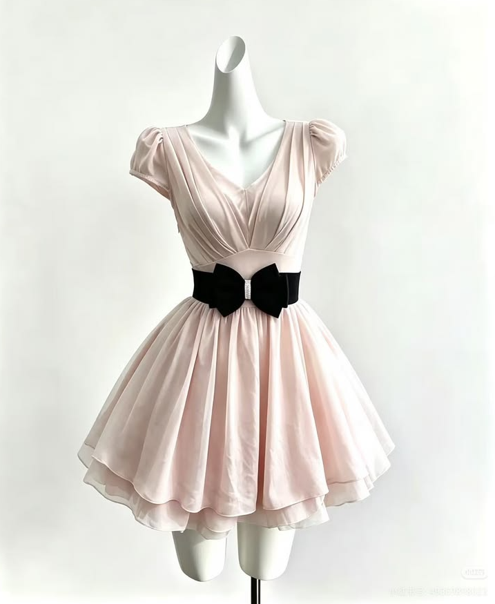 Charming Blush Pink Homecoming Dress , Hazy Chiffon Corset Princess Short Prom Dress Birthday Dress RS1565