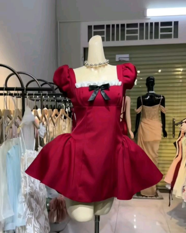 Burgundy Vibrant Homecoming Dress , Silky Satin Cute Corset Short Prom Dress Birthday Dress RS1568