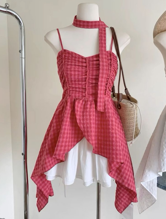 Bohemian Red Homecoming Dress , Striped CottageCore Corset Short Prom Dress Summer Dress RS1574