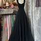 Black halter-neck fitted long elegant ball gown R7805