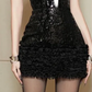 Black lace halterneck low-cut sexy waist-hugging hip skirt homecoming dress R4678