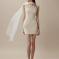 Apricot Slim Fit Asymmetrical Neckline Hip-hugging Sexy Short Skirt Homecoming Dress R4396