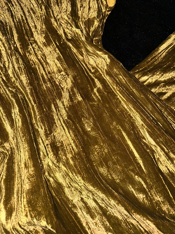 Gold fitted midi ball gown R6857