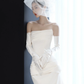 White tube top waist slim fit satin sexy long dress bridal gown R6039