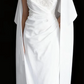 White strapless lace dress, classic fitted waist, elegant long ball gown R6738