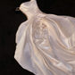 White halter-neck satin fitted waist ball gown/bridal dress R8804