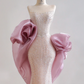 Light pink strapless, fitted waist, bodycon, sexy long ball gown R8172