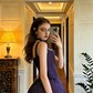 Purple halter-neck fitted long ball gown R8621