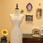 Apricot Strapless Waist-Cinched Slim-Fit Lace Long Ball Gown, Bridal Gown R7137