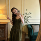 Dark green halter-neck long ball gown R8834