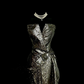 Black and gold strapless fitted long ball gown R6618