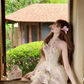 White tube top pink three-dimensional flower fishbone waist slim fit puffy tulle skirt homecoming dress R4234