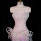 Light purple strapless fitted long ball gown R8924