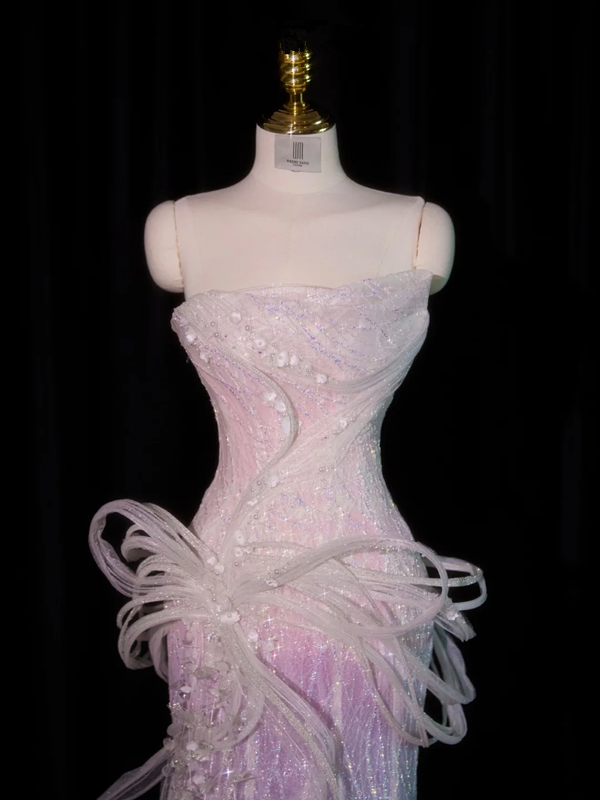 Light purple strapless fitted long ball gown R8924