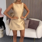 Champagne Sleeveless Waisted A-Line Short Homecoming Dress R5587