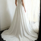 White strapless, fitted, long ball gown with pleats R6698