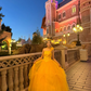 Yellow one-shoulder fitted waist long ball gown/bridal dress R8560