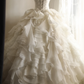 Ivory white strapless, fitted waist, full skirt, long ball gown, bridal dress R6777