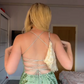 Green sequined halter backless waist slim hip skirt homecoming dress R5547