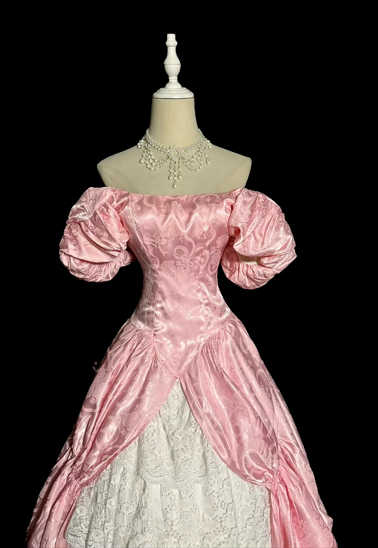 Light pink off-the-shoulder fitted waist slim-fitting ball gown with a full skirt R8107