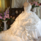 White strapless, fitted waist, elegantly embellished long ball gown/bridal dress R7270