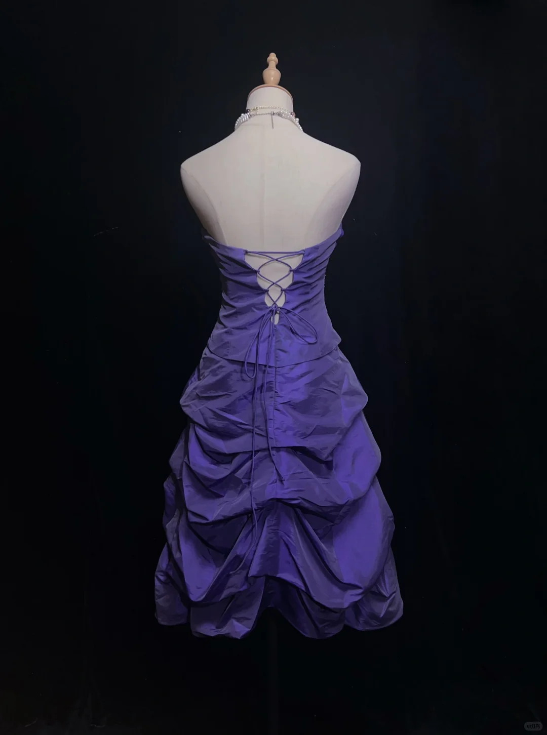 Purple tube top waisted top with flower bud skirt short skirt suit homecoming dress R4966