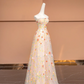 Light pink fitted floral print long ball gown, bridal dress R8493