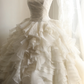 Ivory white strapless, fitted waist, full skirt, long ball gown, bridal dress R6777