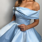 Sky Blue Off‑Shoulder Fit‑and‑Flare Princess Mini Homecoming Dress R5448
