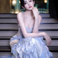 Light Blue Sequin Strapless Waist-Cinched Fitted Mermaid Floor-Length Dreamy Prom Dress R7097