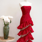 Red strapless fitted long ball gown/bridal dress R8894