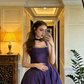 Purple halter-neck fitted long ball gown R8621