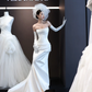 White tube top waist slim fit satin sexy long dress bridal gown R6039