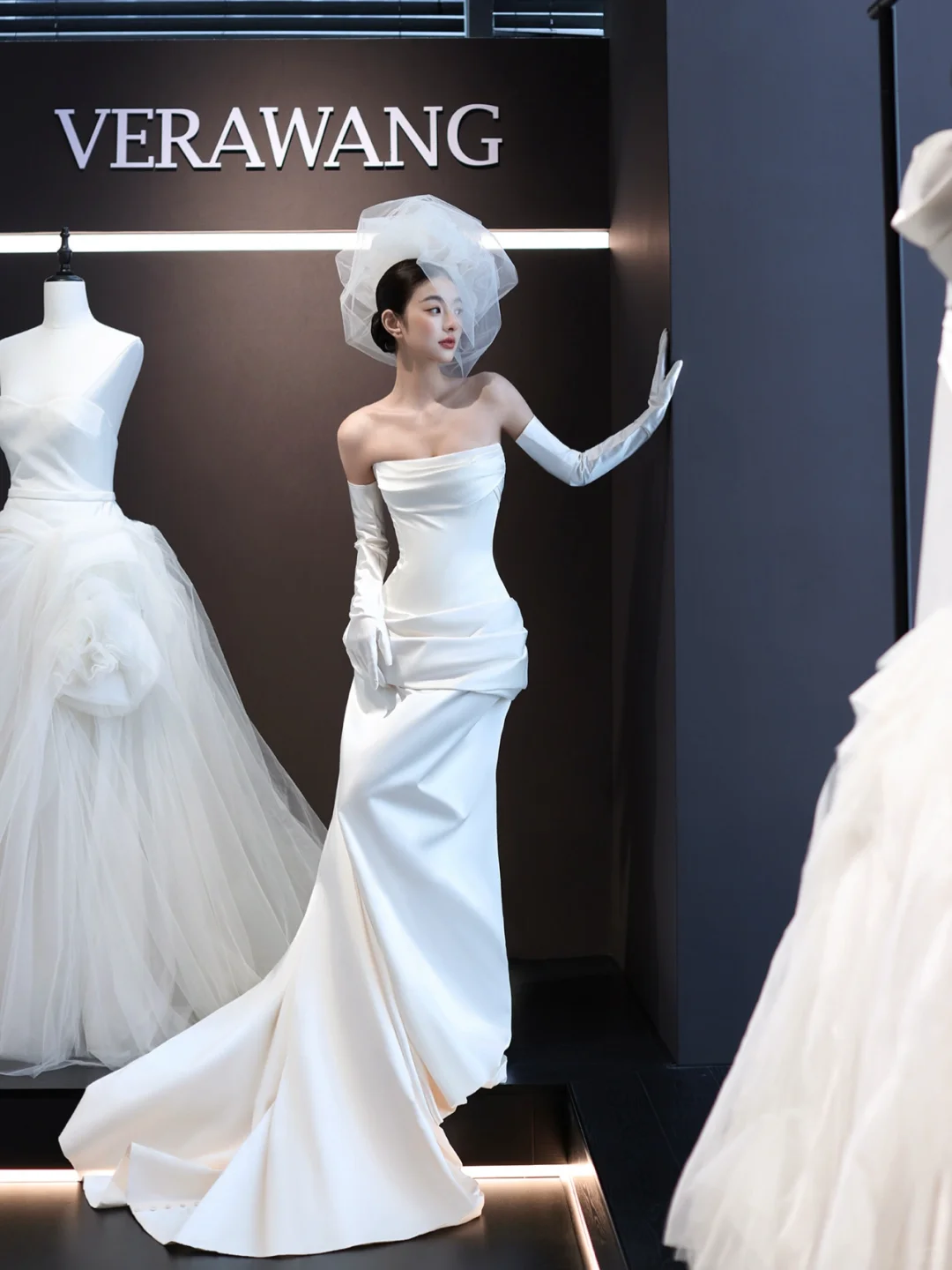 White tube top waist slim fit satin sexy long dress bridal gown R6039