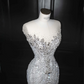 Silver sequined waist slim hip sexy skirt, prom dress R5627