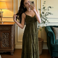 Dark green halter-neck long ball gown R8834