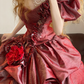 Red One-shoulder Waist-Cinched Puff-Skirt Ball Gown & Bridal Gown R7379