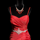 Red halter-neck fitted bodycon long ball gown R8681