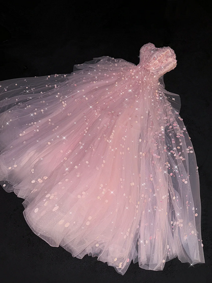 Pink strapless fitted waist ball gown/bridal dress R8744