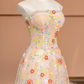 Light pink fitted floral print long ball gown, bridal dress R8493